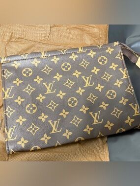 Monogram Canvas Brown and Gold Clutch/Pouch